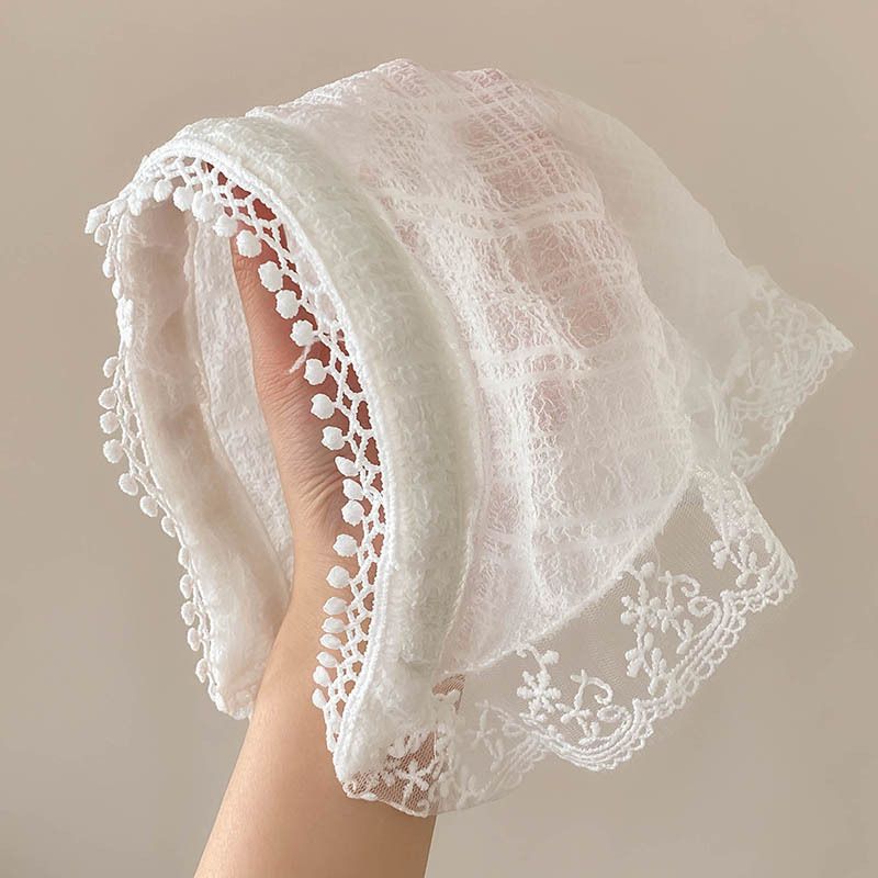 Nuevo turbante de encaje de alta gama de verano, estilo pastoral, triangular, para mujer, accesorios ligeros para el cabello._voghion.com