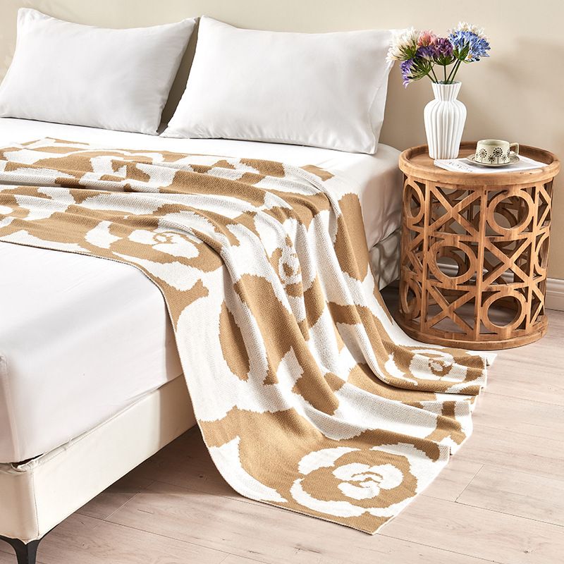 Leichte, luxuriöse Kamelien-Strickdecke, weich, hautfreundlich, für Frühling und Sommer, für das Nickerchen im Büro, für die Klimaanlage, als Geschenk_voghion.com
