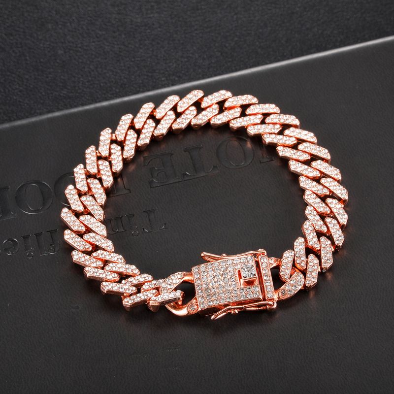 Hip-Hop Trendy Style Diamond-Studded Men's Colorful Diamond Bracelet Fashionable Cool Cuban Chain_voghion.com