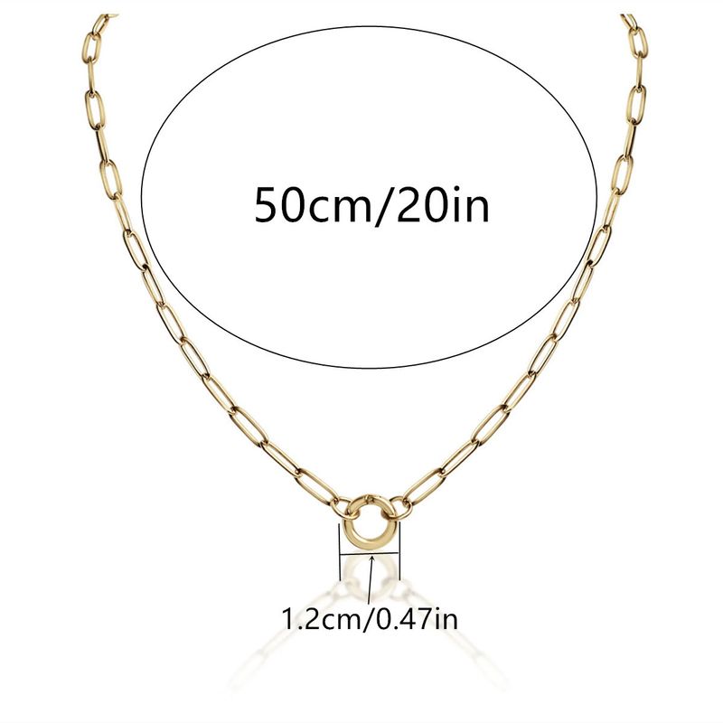 Women's Jewelry Stainless Steel Paper Clip Circle Pendant Clavicle Chain DIY Pendant Necklace Personality Simple_voghion.com