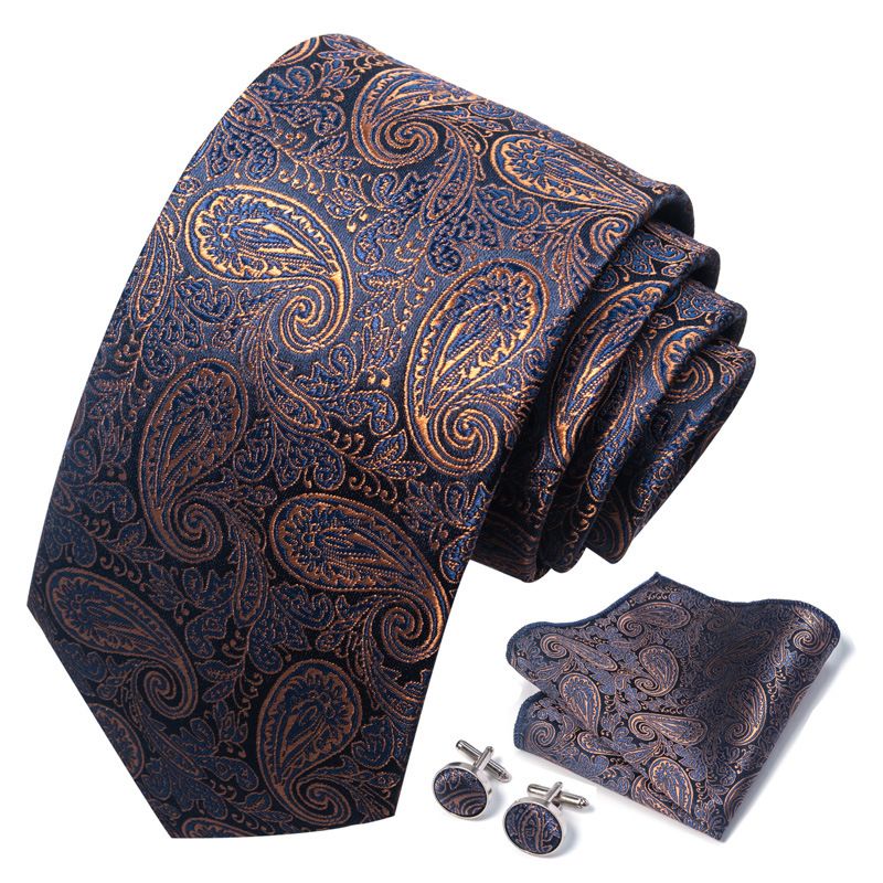 Cravatta da uomo unisex in poliestere da 8 cm, alla moda, con polsino quadrato, set da tre pezzi_voghion.com