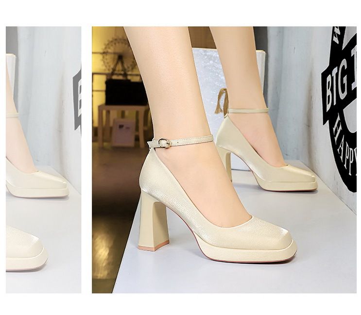 9982-K105 Style Banquet Wedding Coarse Super High Heels Waterproof Platform Silk Strap Single Shoes_voghion.com
