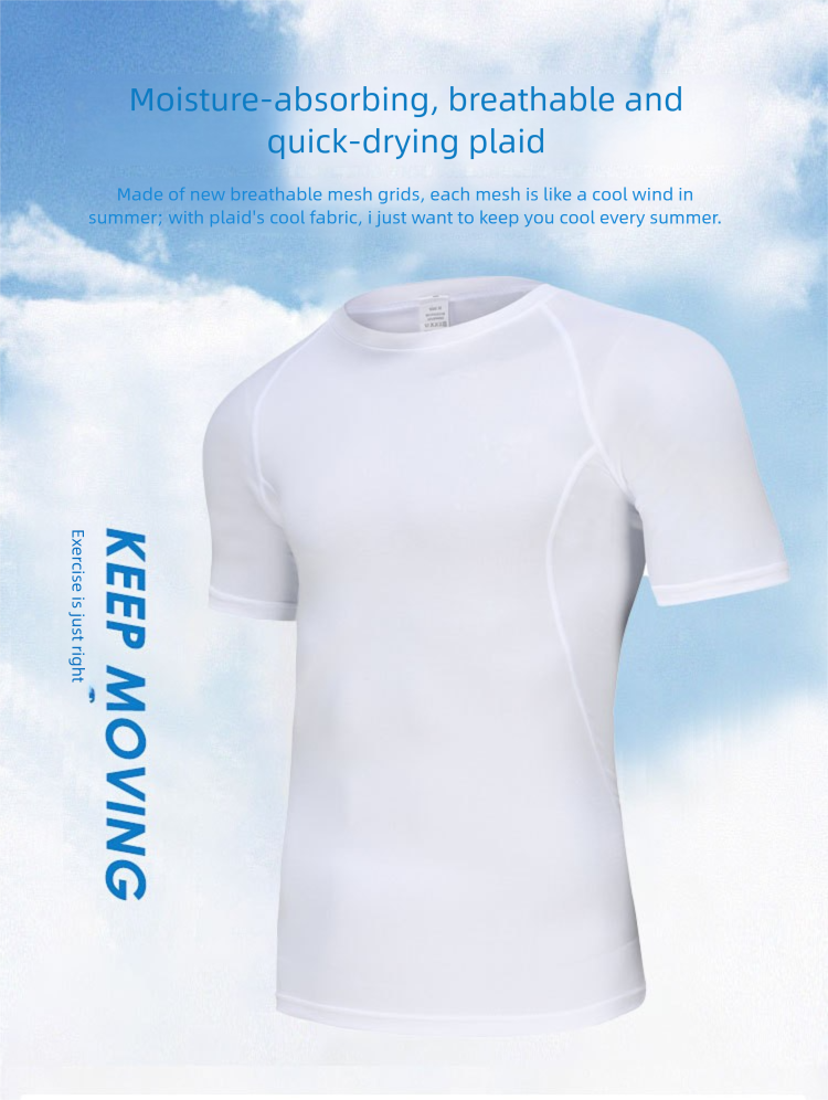 Fitness Outdoor Sports Quick Dry Short Sleeve T-shirt Men Training Running Elastic Tight Clothing_voghion.com