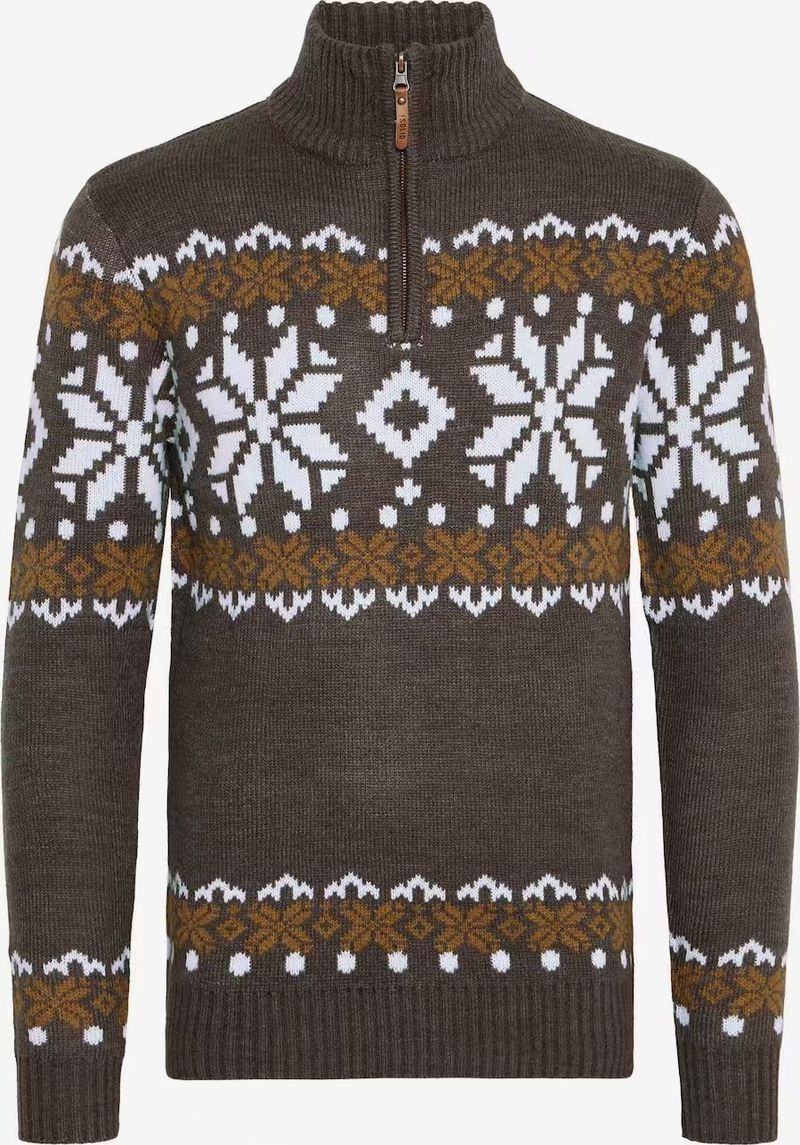 Erkek Slim Fit Örgü Kazak | Vintage Esintili Yarım Fermuarlı Kazak | Kışlık Günlük Dokulu Kazak (Düz Renkler)_voghion.com