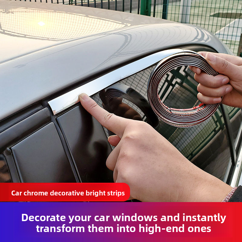 Decorazione per finestrini auto, cromata, lucida, elettrolitica, striscia anticollisione per paraurti, antigraffio, antiesplosione_voghion.com
