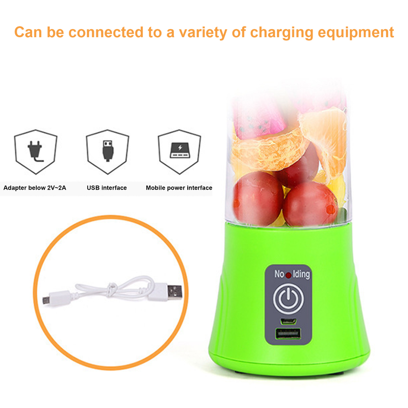 Langmayue 380ml Portable USB Electric Fruit Mixer Juicer Machine Home Blender Squeezer-Blue 2-Blade_voghion.com