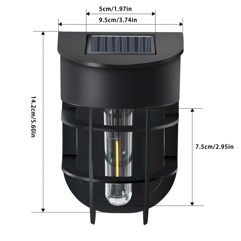 Solarbetriebene Vintage-Wandlaterne – Einstellbares warmweißes Licht, Aussparungsdesign für Zaun- und Gartendekoration_voghion.com