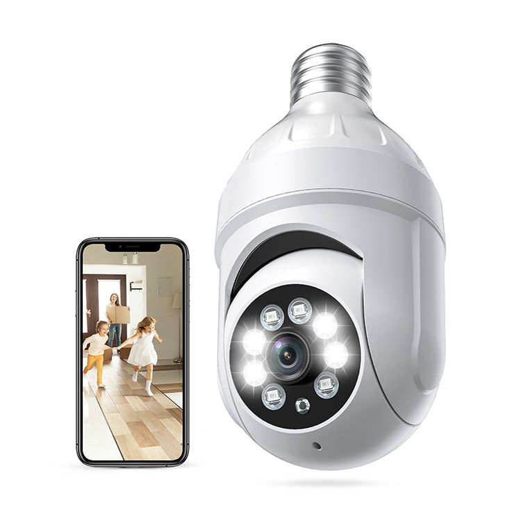 Cámara WiFi inalámbrica de 360 grados con visión nocturna a todo color y bombilla E27 de alta definición_voghion.com