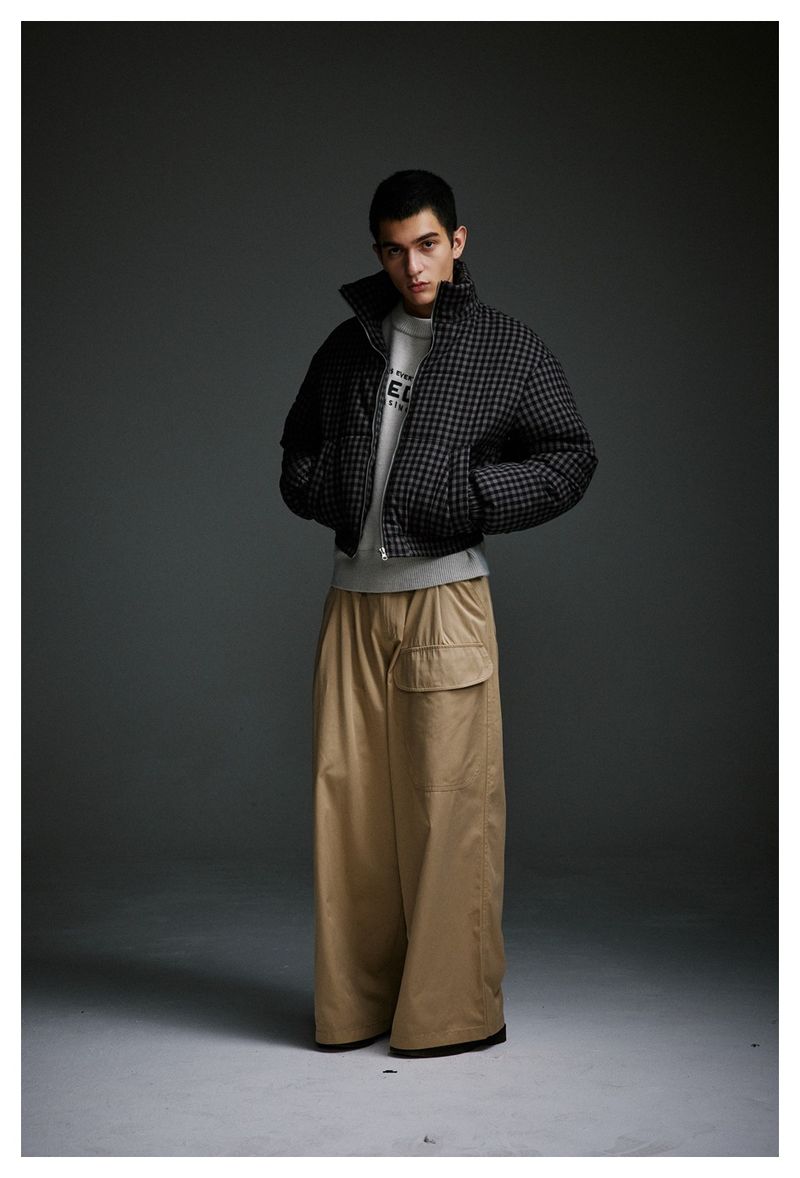 Giacca casual corta invernale in cotone con motivo scozzese retrò da uomo_voghion.com