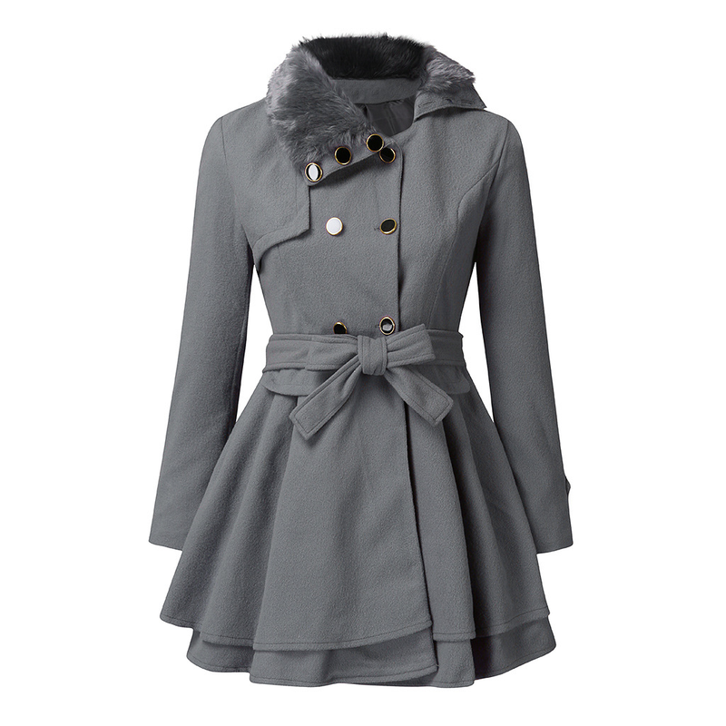 New women's slim fit long double breasted woolen coat, windbreaker for women_voghion.com