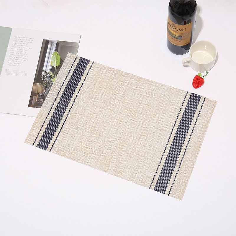 Dubbel gestreepte pvc-placemat, eenvoudige westerse placemat, linnen tafelmat, hotel- en kommat_voghion.com