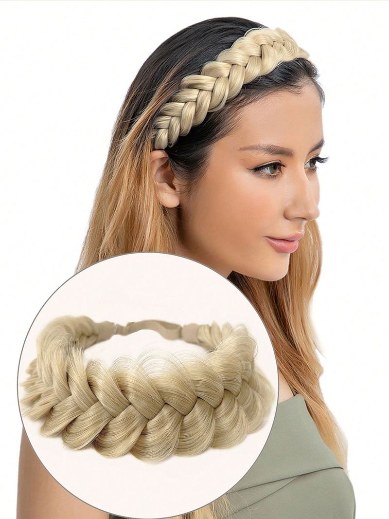 1 gab. tīras, ar rokām adītas bizes parūka, sintētiskas bizes, savītas, elastīgas ar regulējamu jostu, pītas galvas saites, matu pieaudzējums_voghion.com