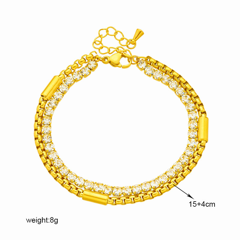 European and American fashion punk creative hip-hop personality niche versatile diamond-studded multi-layer titanium steel chain jewelry bracelet_voghion.com