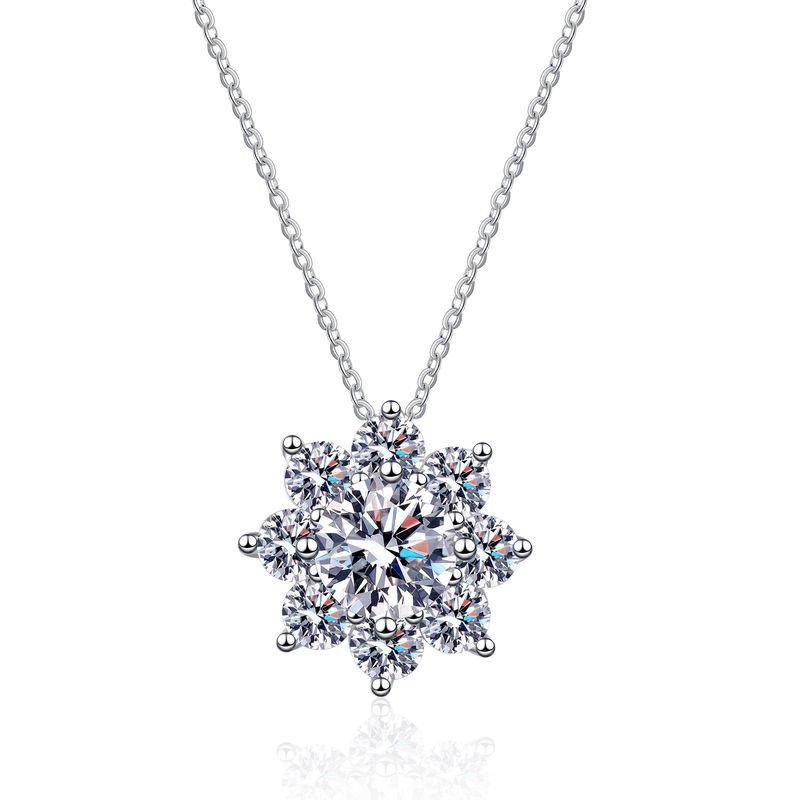 Collana con ciondolo a forma di girasole in argento sterling e tendenza moda con moissanite_voghion.com