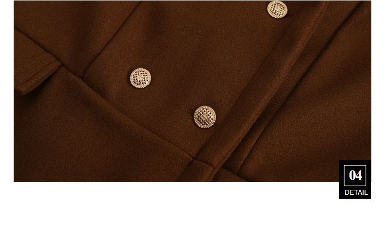 2024 Herbst und Winter Lässiger, hochwertiger Wollmantel mit Pelzkragen, einfarbig, schmale Passform, zweireihige Jacke_voghion.com