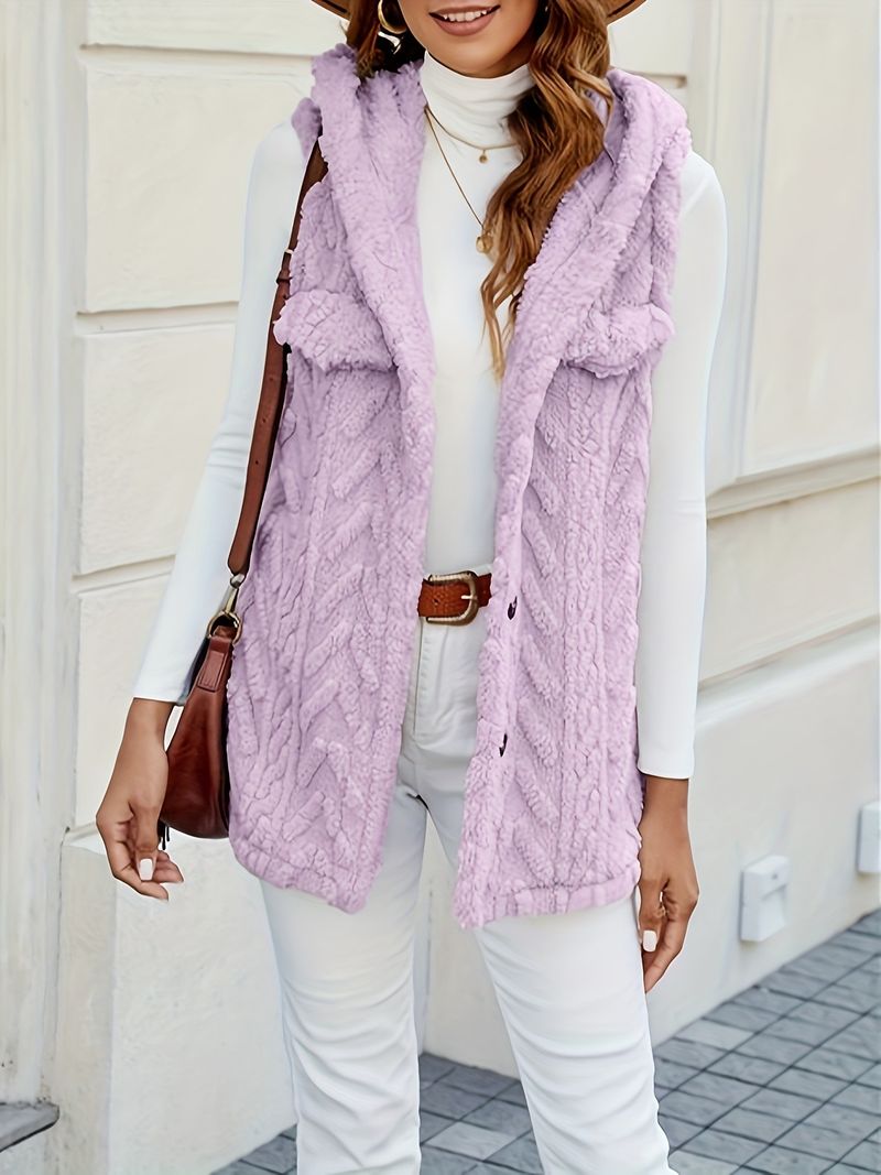 Doudoune sans manches à capuche pour femme – Manteau d'hiver matelassé léger à col montant (beige, rose, rouge, anthracite, kaki, violet)_voghion.com