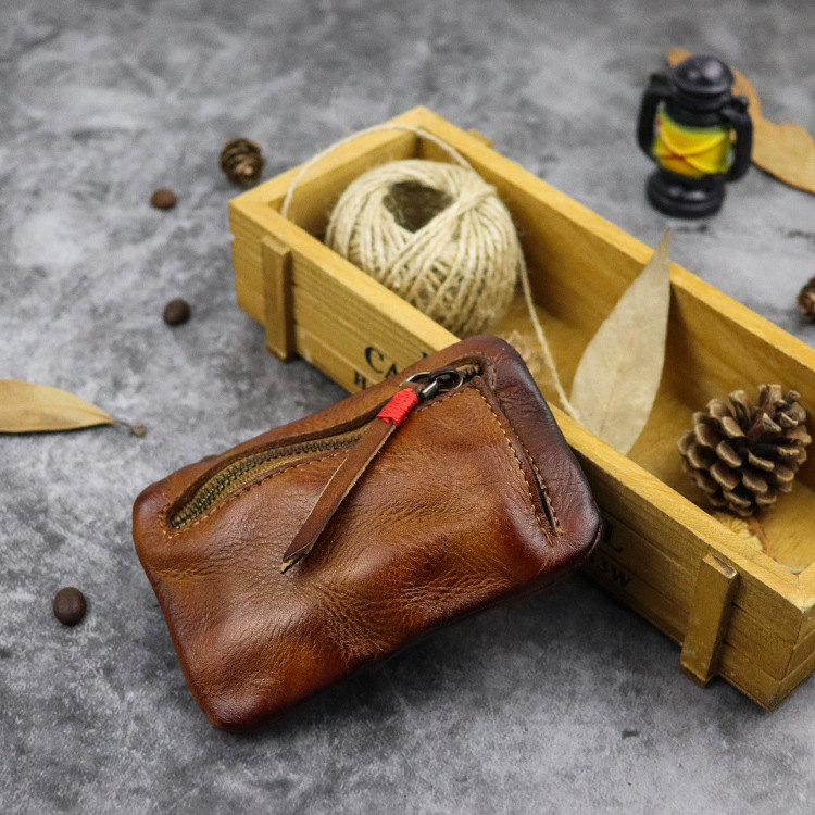 New Coin Purse for Men Vintage Mini Wallet Original Leather Card Case Holder Wallet Male Short Zipper Small Change Organizer Bag_voghion.com