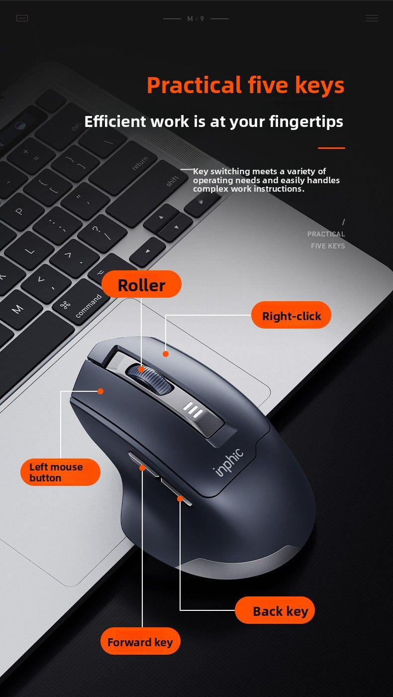 【High Quality】 Infick M9 Wireless Mouse Rechargeable Office And Home Use, Ergonomic Silent Design For Laptop_voghion.com