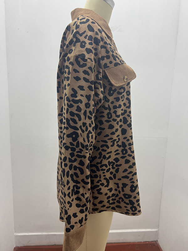 2025 Damen Herbst Winter Mode Leopard Print Button Langarm Jacke Mantel für Frauen_voghion.com