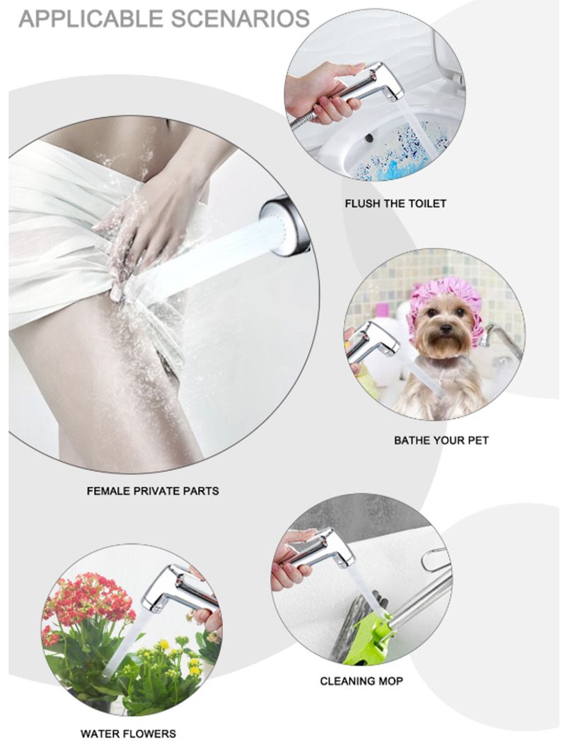 Grensoverschrijdende RVS Sprinkler Druk Badkamer Toilet Spuitpistool pak Wasmachine Spoeler Messing Hoekklep Beugel_voghion.com
