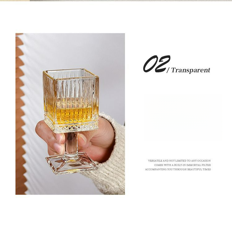 Exquisite European Style Embossed Flower Goblet Square Small Wine Household Liquor Shot Spirits Glass Cup_voghion.com
