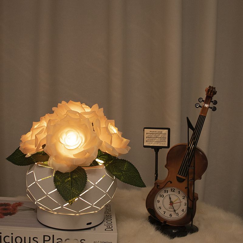Piccola luce notturna da scrivania a forma di rosa, lampada da comodino in stile ins, regalo creativo, decorazione d'atmosfera, sensazione di alta qualità_voghion.com