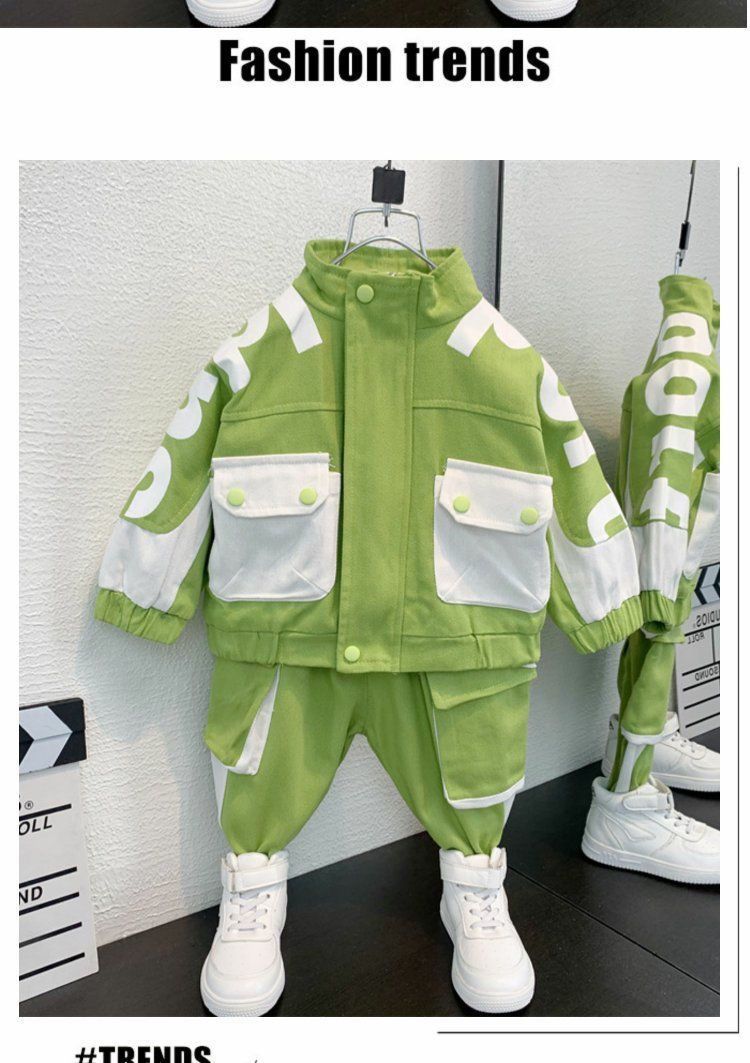 Boys' Casual Workwear Set - Stylish Two-Piece Outfit For Toddlers & Kids | Durable Polyester Fabric | Black & Green Options_voghion.com
