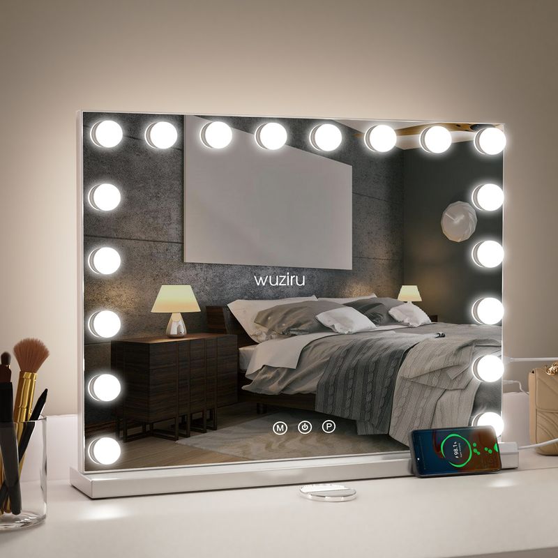 Large LED Vanity Mirror Light Dressing Table Hollywood Make Up Mirror Stand_voghion.com