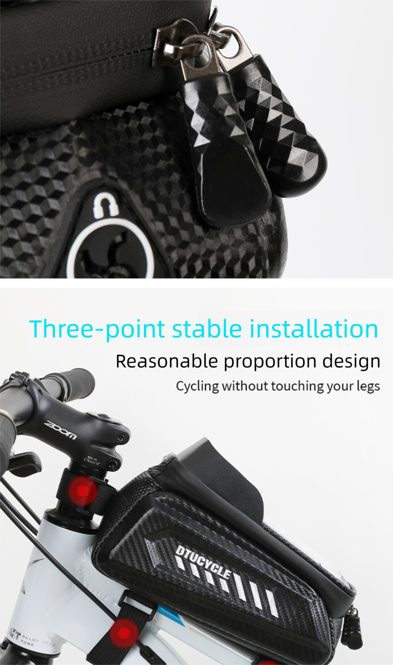 DTUCYCLE/Neue Fahrrad-Satteltasche für den Vorderrahmen, EVA-Hartschale, wasserdicht, für Telefon, Touchscreen_voghion.com