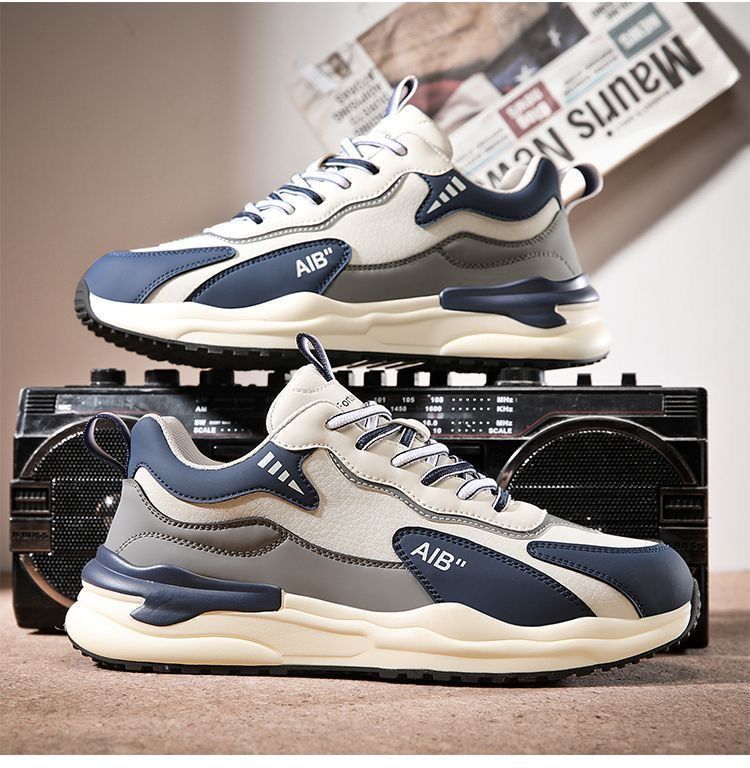 Forrest Gump Herbst-Sneaker aus echtem Leder für Herren, vielseitig, lässig, lauffähig, rutschfest, höhenverstellbar, trendige Papa-Schuhe_voghion.com