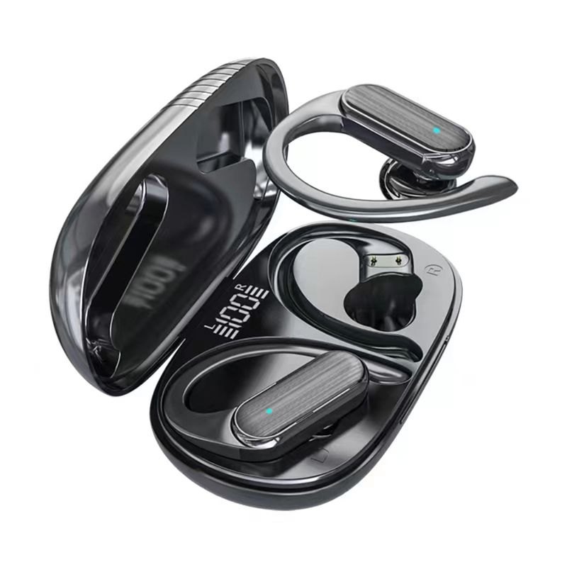 1 Set Auricolari wireless Conduzione ossea Gancio per l'orecchio Batteria a lunga durata Riduzione del rumore Suono HiFi Compatibile con Bluetooth 5.3_voghion.com