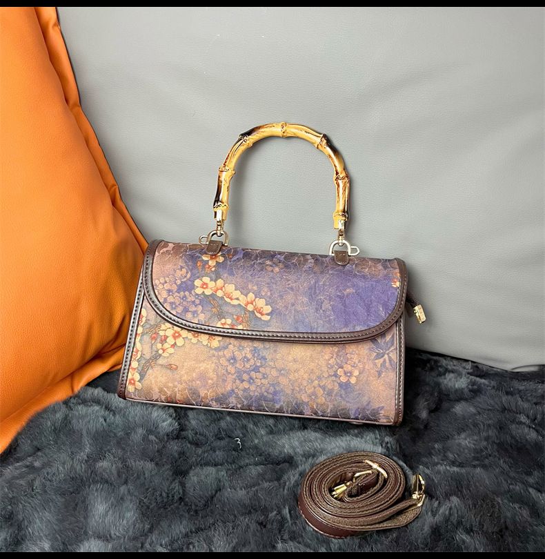 Shoulder Bag, Women's Atmospheric Chinese Style Retro Pattern Handbag, Fragrant Cloud Gauze Elegant Temperament Bamboo Crossbody Bag_voghion.com