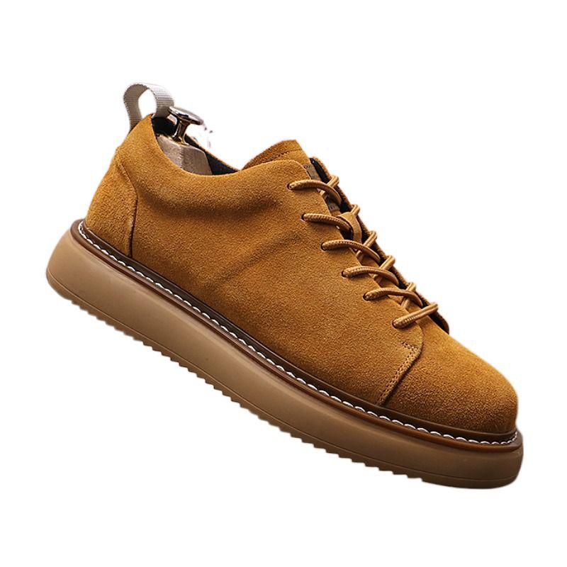 Adatto a tutte le stagioni 2025 Nuove scarpe casual da uomo alla moda basse in pelle versatili gialle con lacci_voghion.com