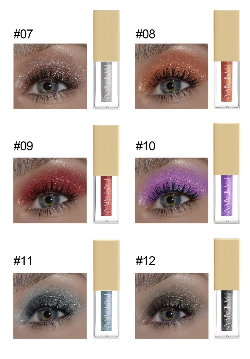 Set di ombretti liquidi perlescenti Han Daiyan handaiyan a 12 colori, ombretti flash da discoteca_voghion.com