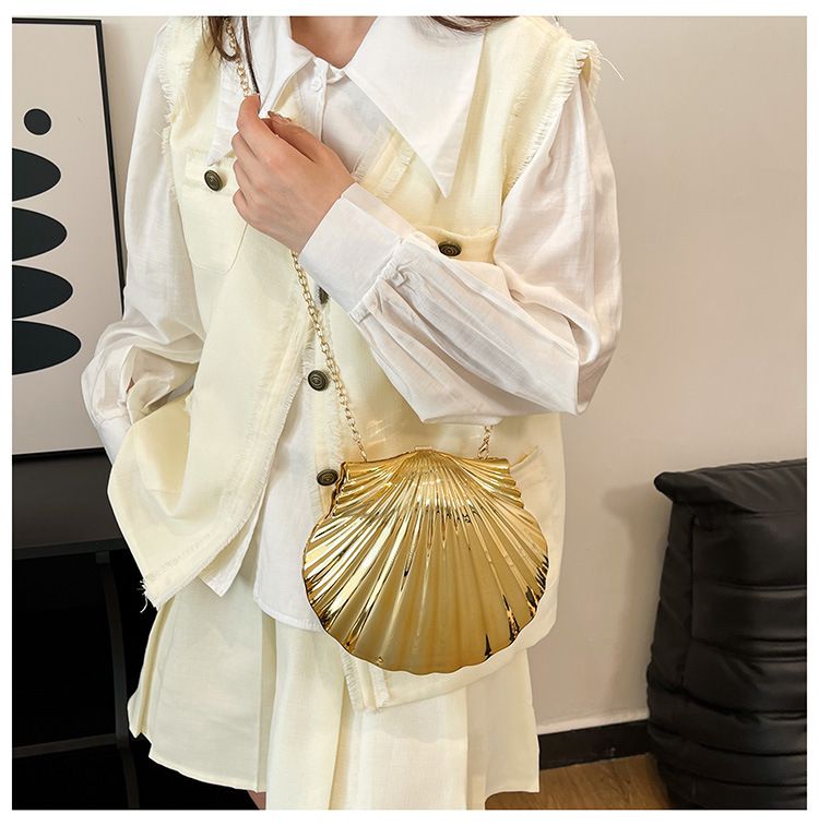 Borsa a tracolla in acrilico con motivo a conchiglia in pietra, borsa da sera di alta qualità, borsa da donna retrò con scatola_voghion.com