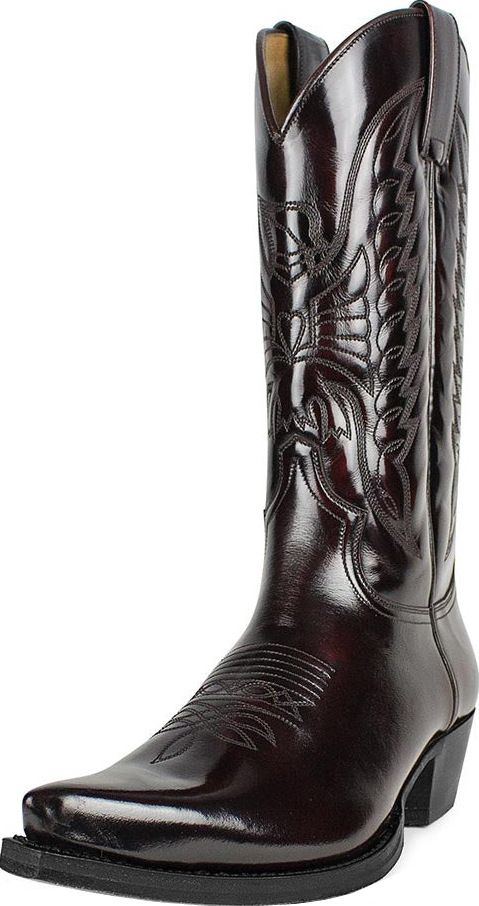 Kowbojskie buty męskie buty ze szpiczastym noskiem vintage kwadratowy nosek gruby obcas blokowy szpiczaste do połowy łydki skórzane buty kowbojskie_voghion.com