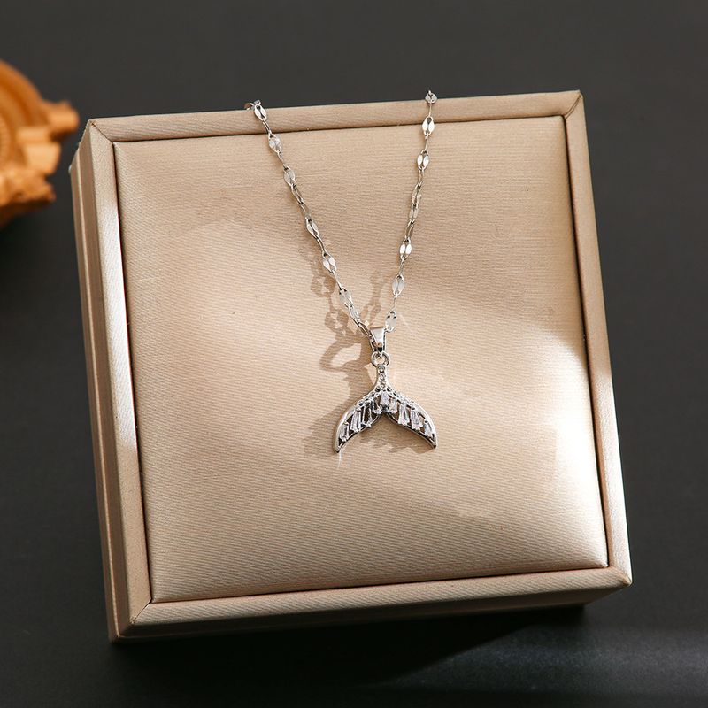 Titanium Necklace With Zircon Tail For Women, Niche Design, Titanium Steel Lock Chain, Ins Cool Style Jewelry_voghion.com