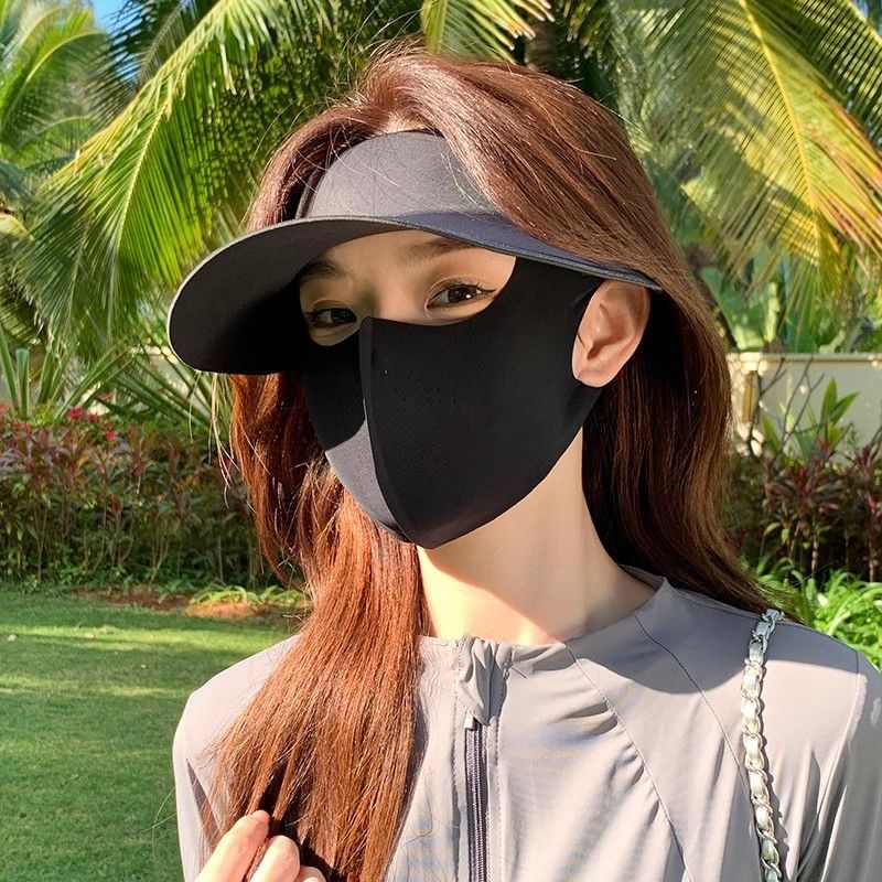 LazyZoom Open Top Zon voor Vrouwen, UV-bescherming, Zomer Fietsen Autorijden Volledig Gezichtsmasker van IJszijde, Zonnehoed_voghion.com