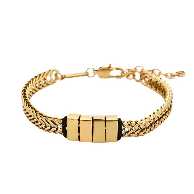 Bracelet Hip Hop en acier titane avec nom gravé pour la fête des pères, bijoux pour hommes, cadeau, décoration à la main_voghion.com