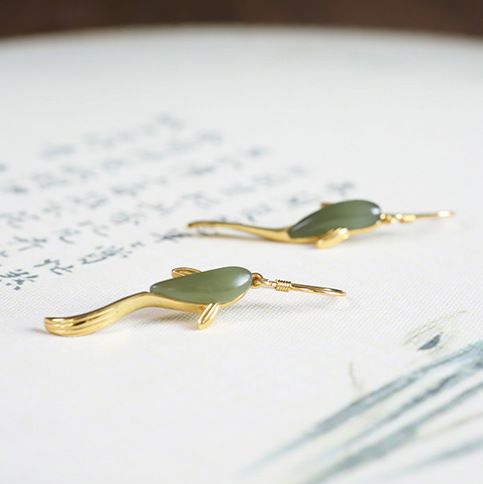 The Relationship Between Boss And / Like A Fish In Water, Jasper Ear Hook Ring, Chinese Style Cheongsam Hanfu_voghion.com