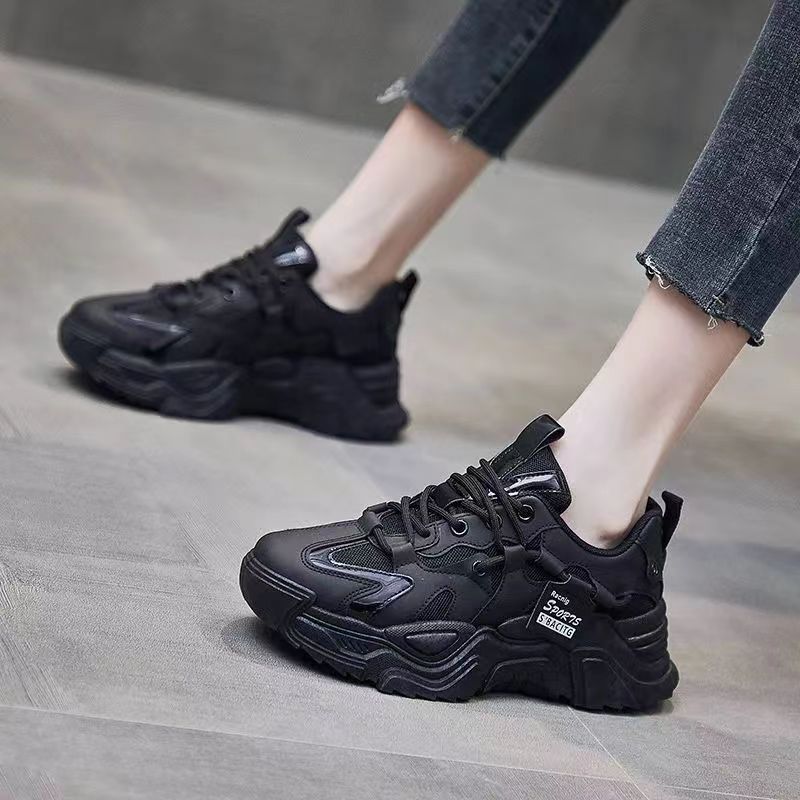 High Quality Women's 2025 Spring And Autumn New Ins Super Hot Dad Shoes Thick Sole Height Increasing Soft Leather_voghion.com