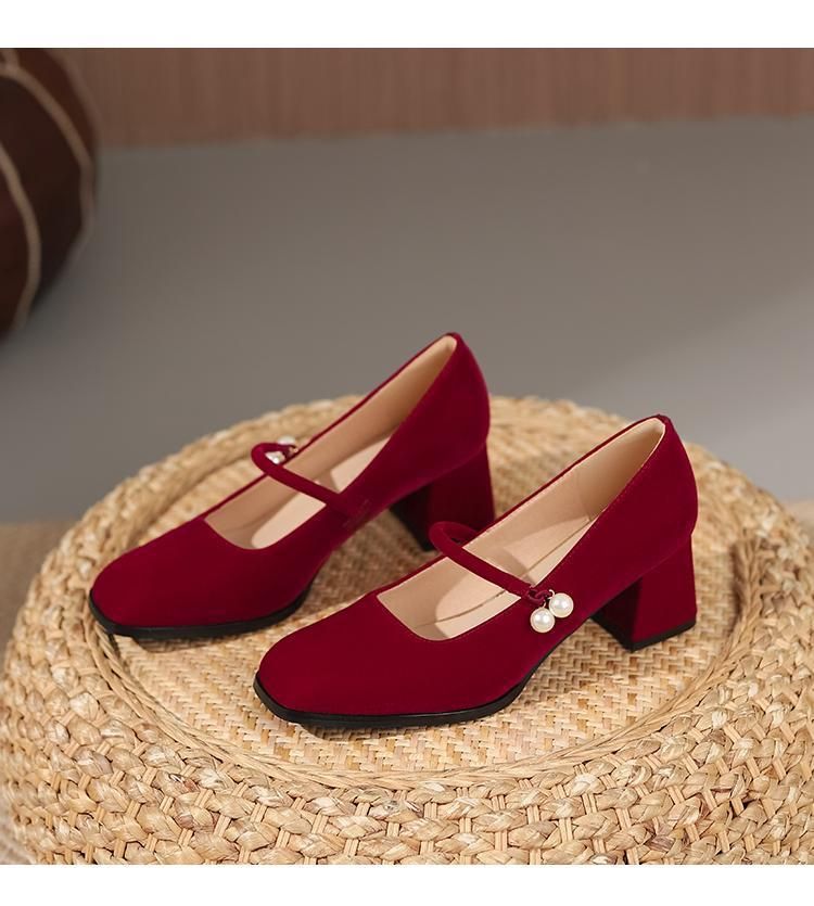 Scarpe singole Mary Jane in raso francese da donna, non affaticano i piedi, scarpe bianche con abiti da sposa, tacchi alti delicati_voghion.com