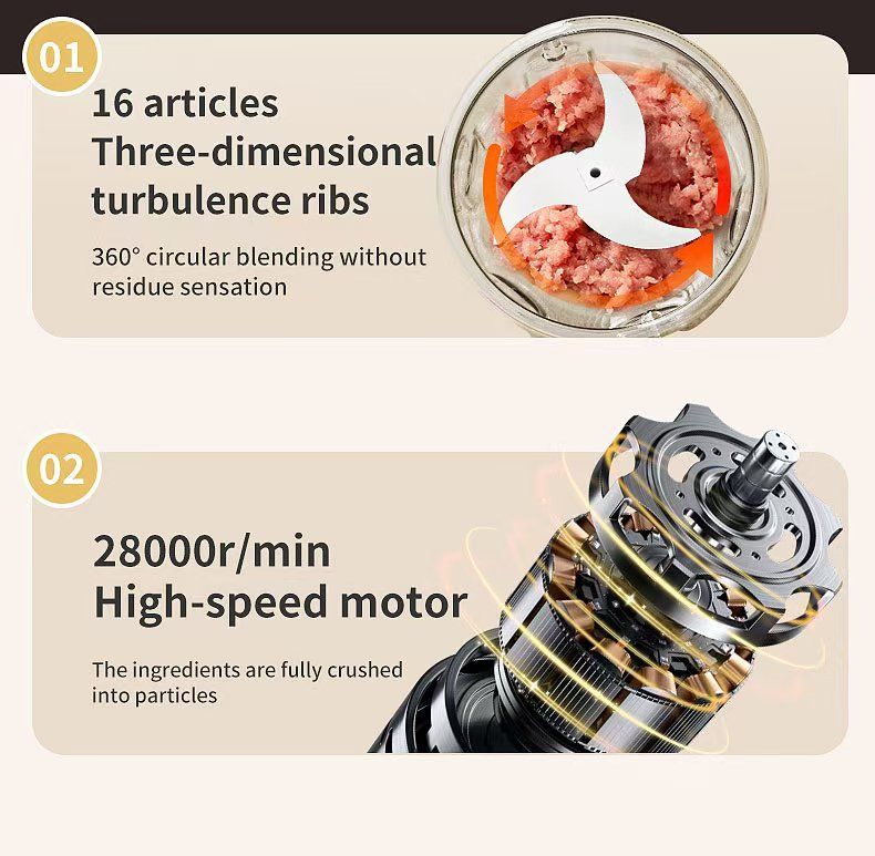 Cross-Bord Electric Meat Grind Garlic Mash Baby Food Processor Wireless Mini Portable Automatic Blend_voghion.com