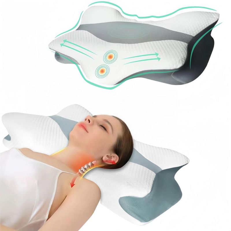 Memory Foam Neck Pillow,1 Piece Ergonomic Sleep Pillow Ideal For Side&Back Sleepers,Solid Color Pillow For Home,School,Dorm,Travel_voghion.com