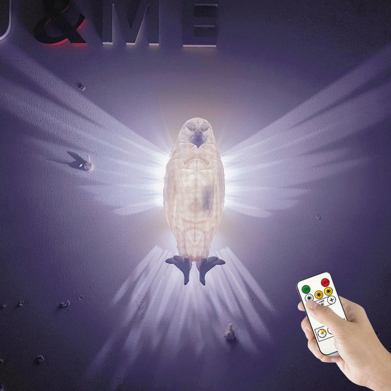 Uhu Tier Projektion 3D Druck Nacht LED Atmosphäre Dekorative Wand Hängende Lampe_voghion.com