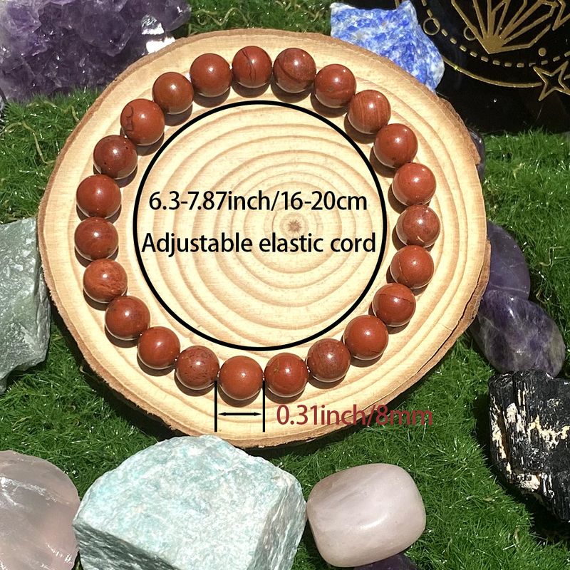TK Natural Red Jasper Bracelet – 8mm A-Grade Plain Ring Beaded Jewelry, Wholesale Healing Stone Unisex_voghion.com