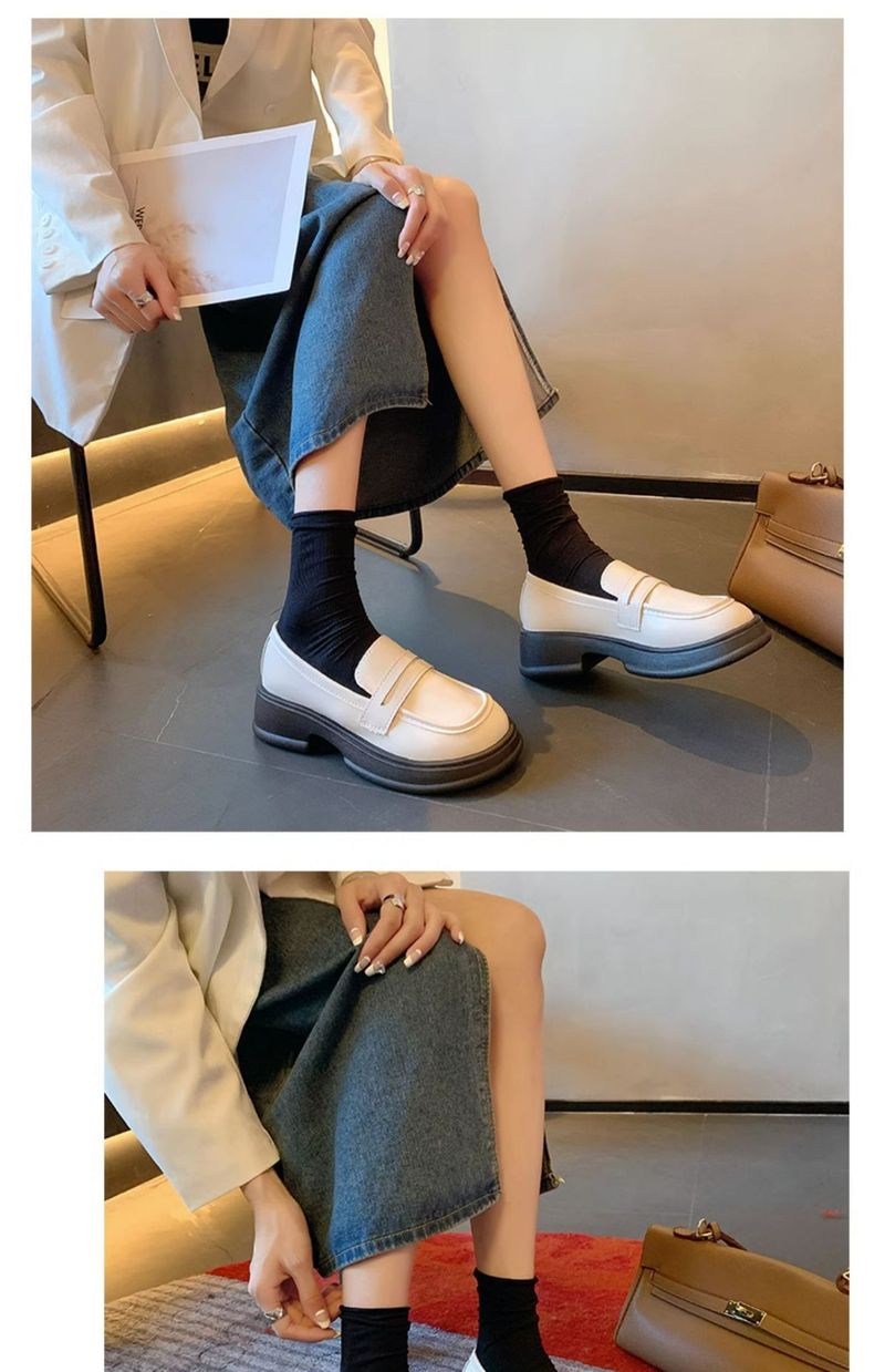 Japanische kleine Lederschuhe Damen Herbst Britischer Stil Schwarze Plateau-Loafer Ein Pedal Jk Uniform Einzelschuhe_voghion.com