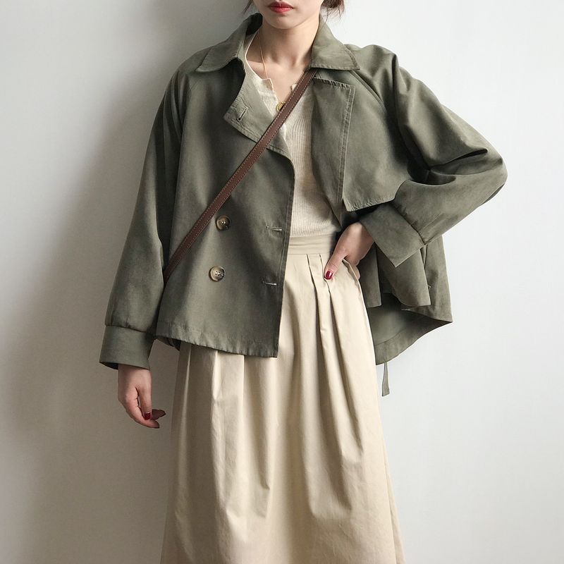 Women's Clothing spring new retro short windbreaker for small men female chic loose temperament coat 7962_voghion.com