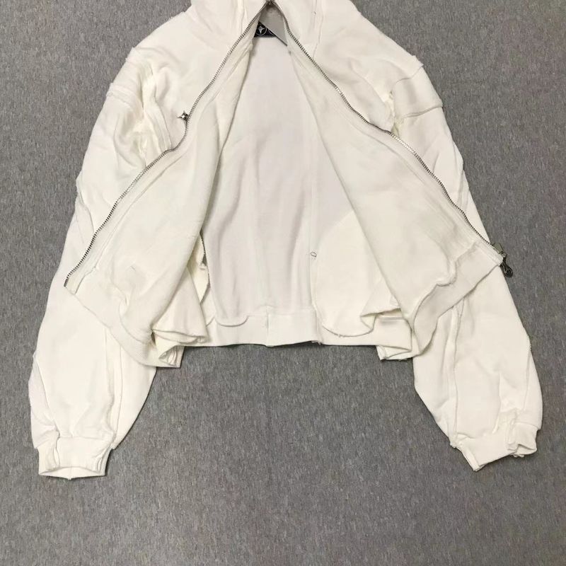 Herrenbekleidung THUG CLUB VIBE Washed Metal Zipper Masked Ninja Kapuzenjacke Kurzes Sweatshirt Herrenjacke_voghion.com