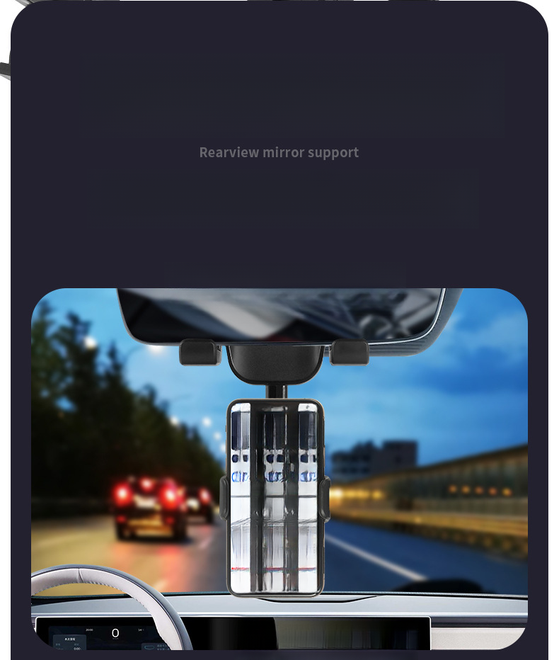 Supporto per telefono cellulare montato 2023 Specchietto retrovisore per auto Staffa di navigazione universale Fissaggio del registratore di guida_voghion.com